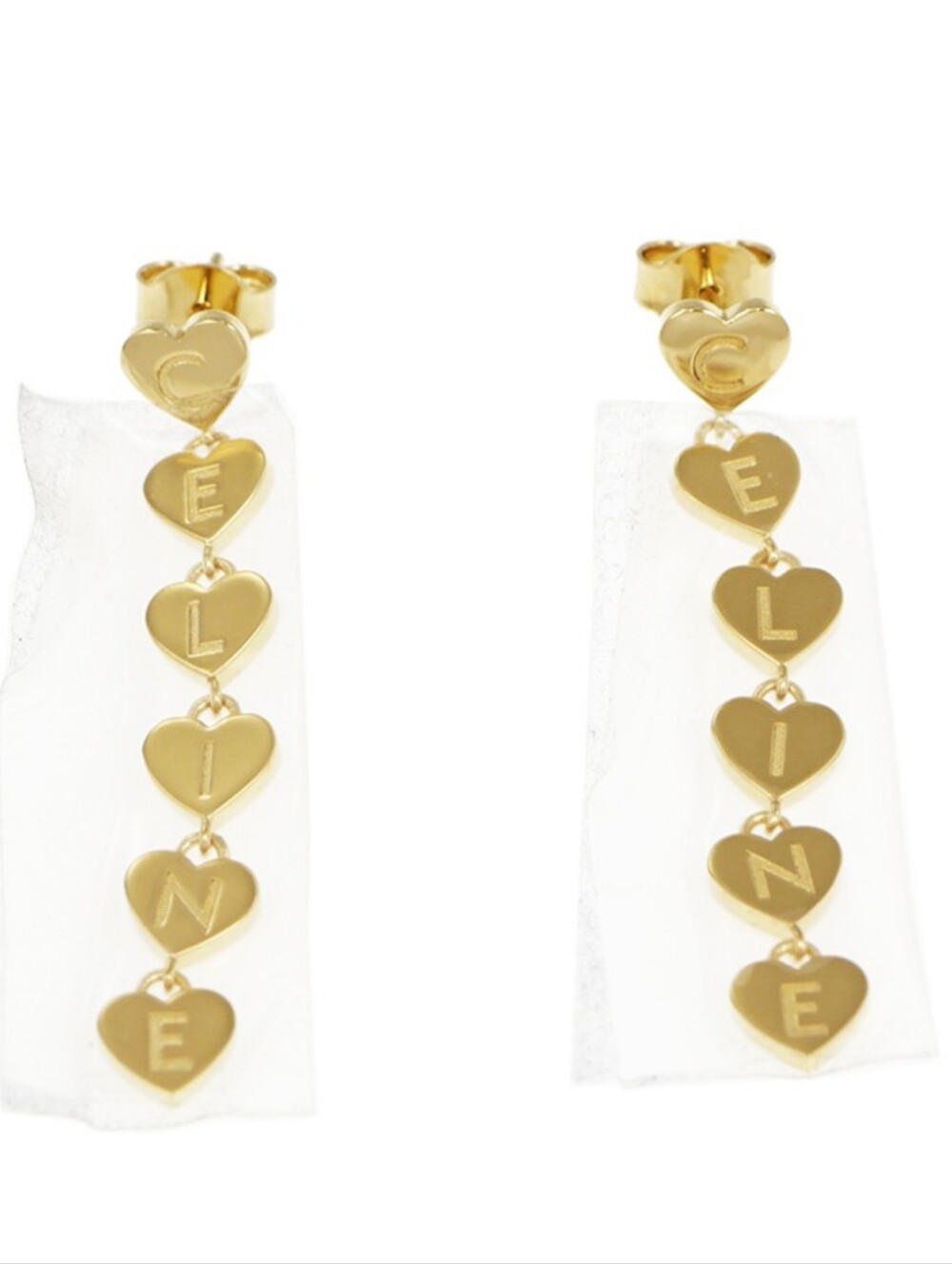 CELINE Heart Dangling Logo Earrings! Full Inclusion